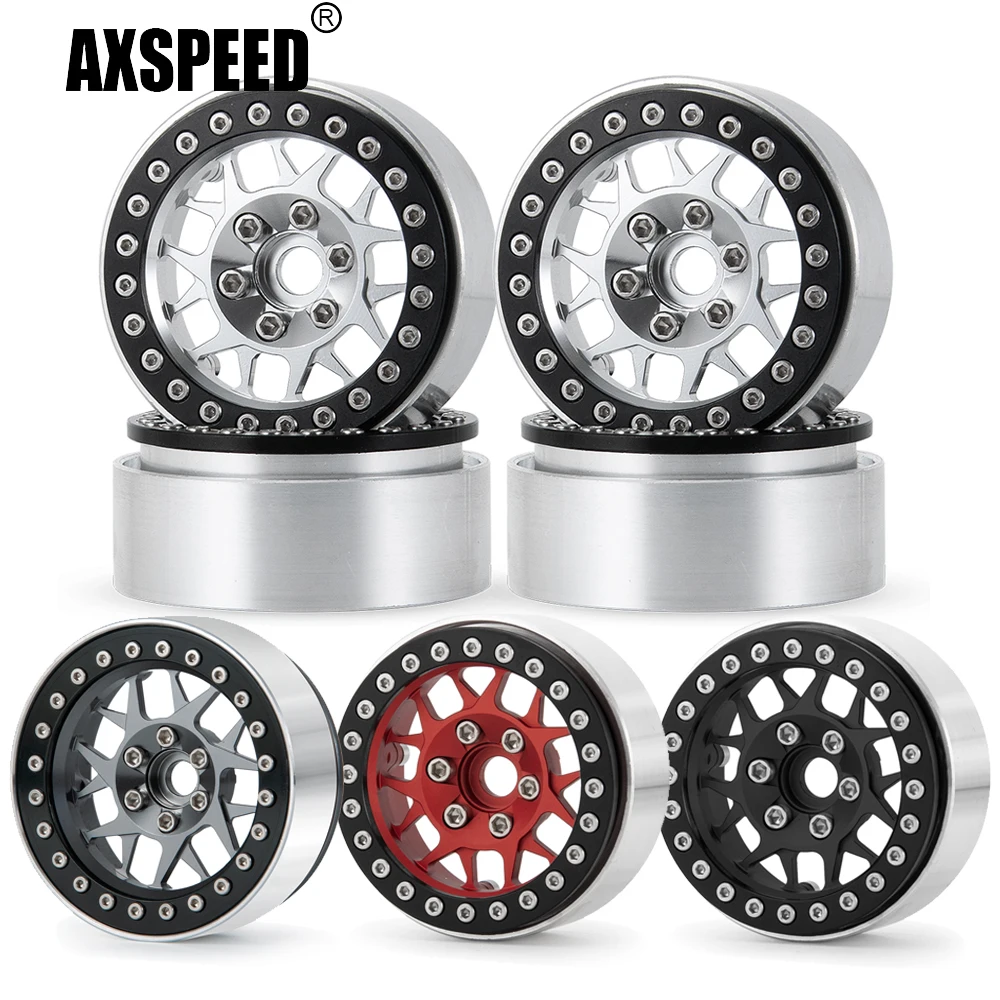 AXSPEED-LLANTAS Beadlock de aleación de Metal para coche, accesorio de rueda de 1,9 pulgadas para Axial SCX10, TRX4, TRX-4, D90, CC01, TF2, 1/10 RC