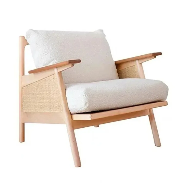 

Japanese-style solid wood sofa chair simple single armchair designer home leisure rattan chair