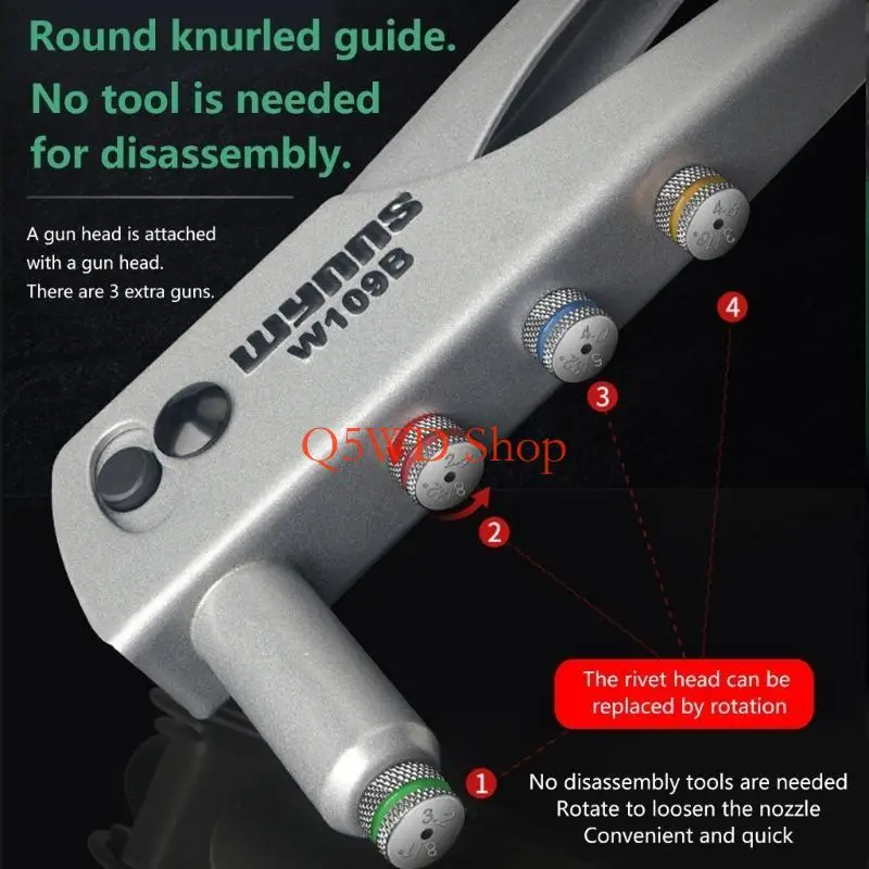 

Q5WD Заклепочник Пистолет Ручная вставка Заклепка Гайка Инструмент Ручные оправки Инструменты для ремонта металлообработки