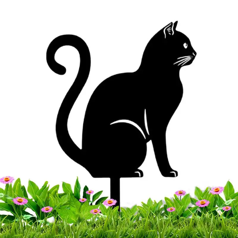 

Black Cat Stake For Garden Cute Metal Cat Statue Garden Statues Fine Craftsmanship Cat Patio Decorations For Yard Lawn Outside