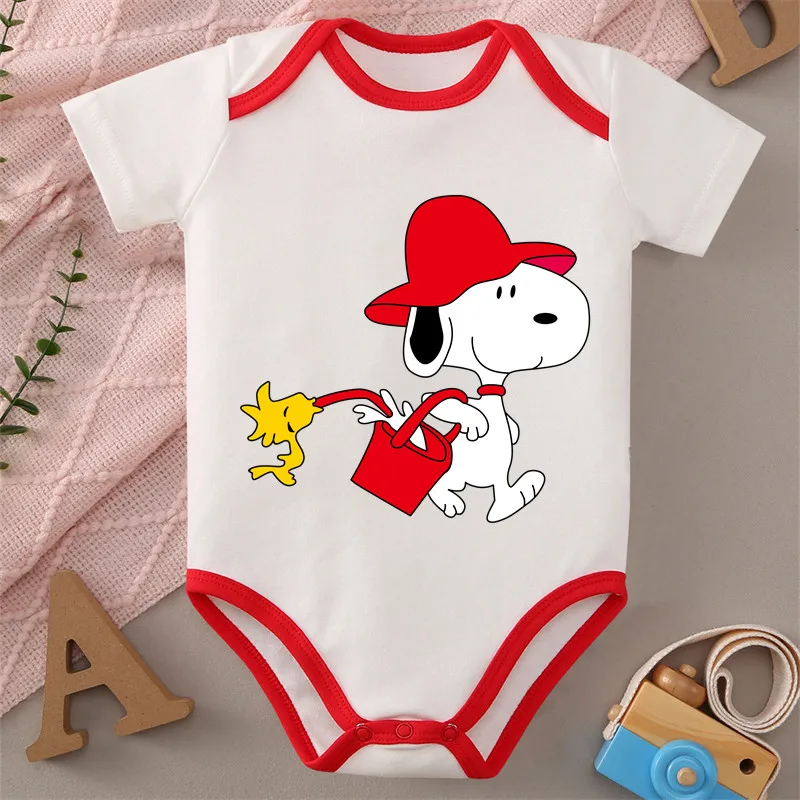 

MINISO Snoopy Woodstock 100% Cotton Jumpsuit Print Baby Cloths Onesie Bodysuit for 0 To 12 Months Newborn Best Gift for Baby