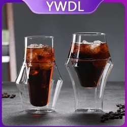 YWDL New Creative Double-layer Glass Cup Espresso Coffee Cup Anti-scalding Milk Party Brandy Wine Teacup Mug 120/250/335ml