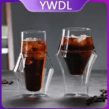 YWDL New Creative Double-layer Glass Cup Espresso Coffee Cup Anti-scalding Milk Party…
