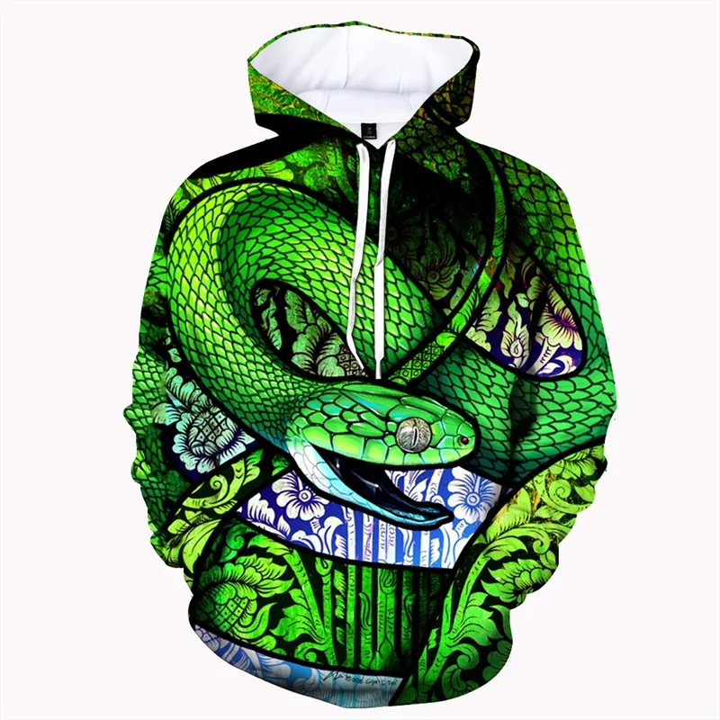 

Hoodie Men Colorful 3d Print Animal Snake Graphic Personality Fashion Street Hoodies Long Sleeve Pullover Oversized Sweatshirt