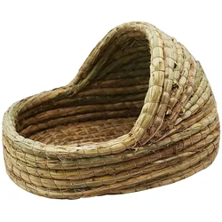 Hamster Hideout Rabbit Grass House Natural Hand Woven Seagrass Play Hay Bed Slipper Shaped Hideaway Hut Toy Bunny Hamster Guinea