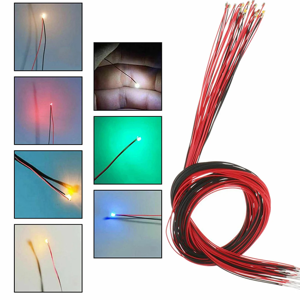 20PCS LED 5-12V 30cm Pre-wired White Red Green Blue Yellow UV RGB Diode Lamp Decoration Light Emitting Diodes Pre-soldered