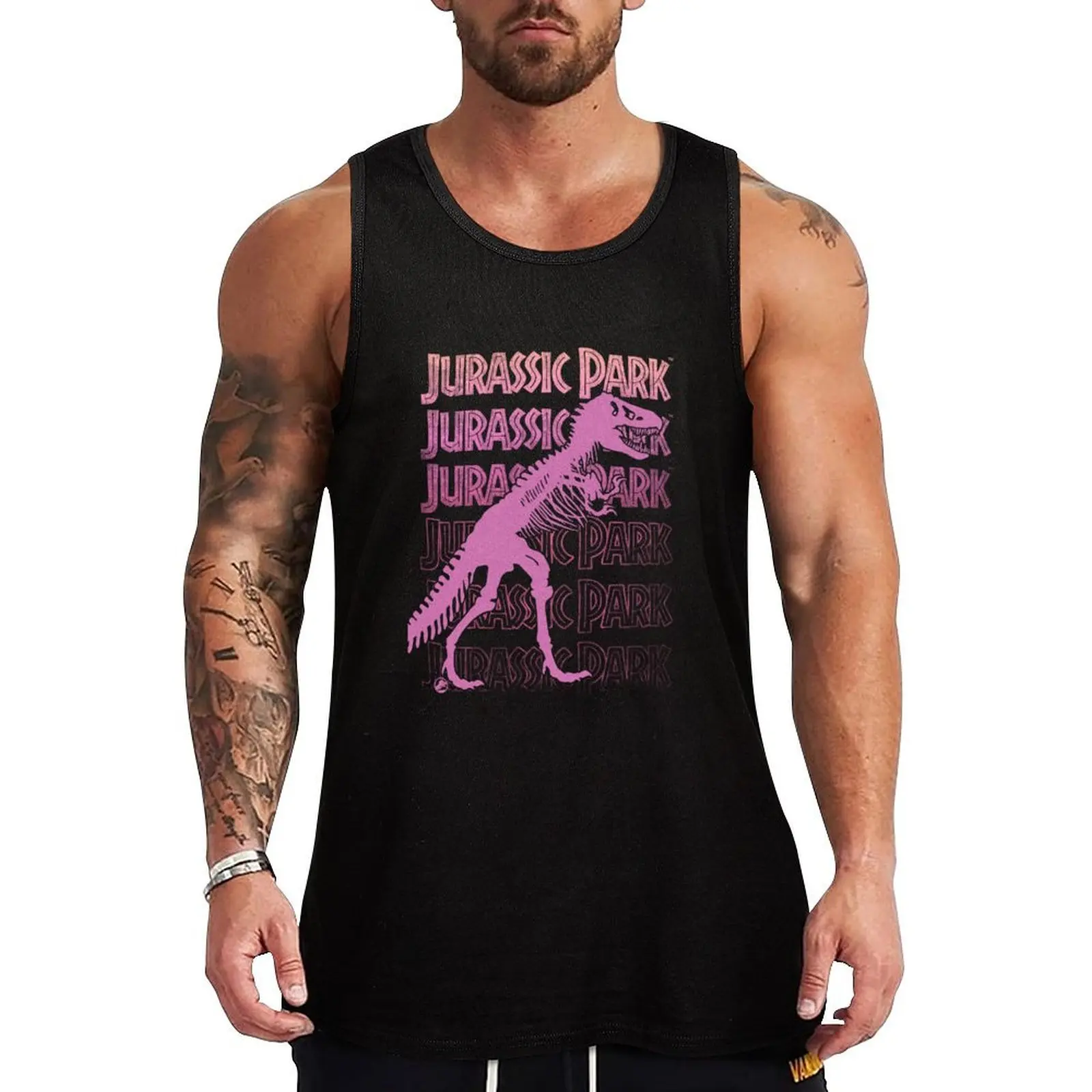 Jurassic Park Sunset Gradient Text Stack Dino Logo Tank Top anime t-shirts mens designer clothes Sleeveless top Men's clothing