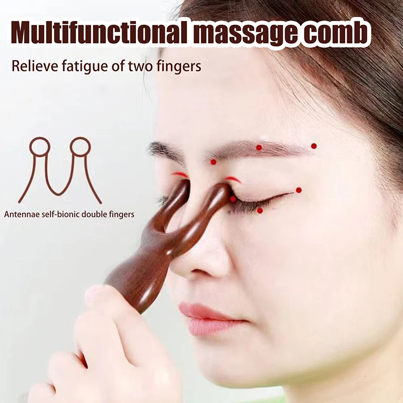 1 Stuks Neus Massage Tool Meridiaan Kam Imitatieve Hout Hoofd Hoofdhuid Haarverzorging Kam Cadeau Therapie Bloedcirculatie Gua Sha Kam