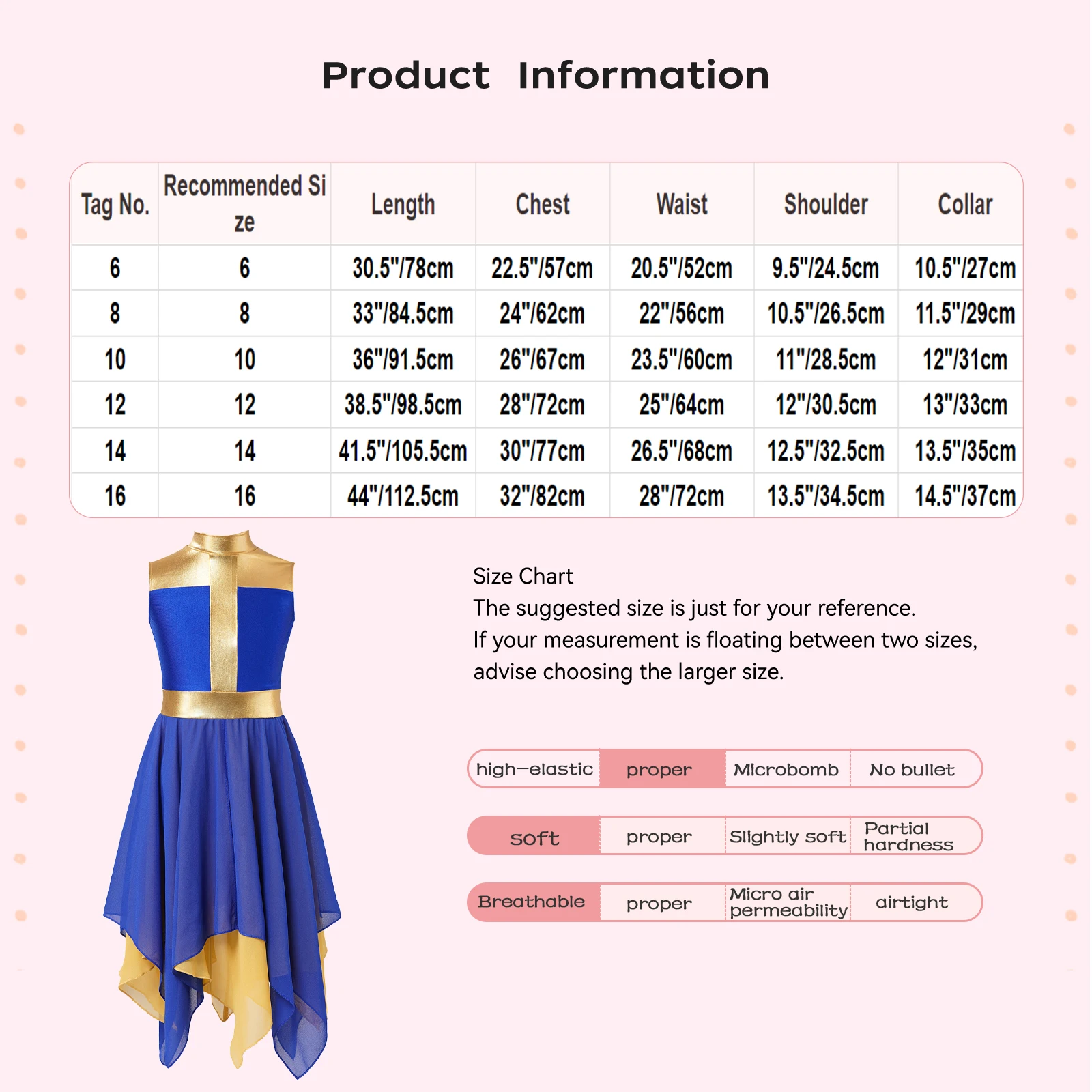 Teen Girls Praise Lyrical Dance Dress Sleeveless Asymmetrical Chiffon Hem Dancewear Church Choir Worship Liturgical Costume