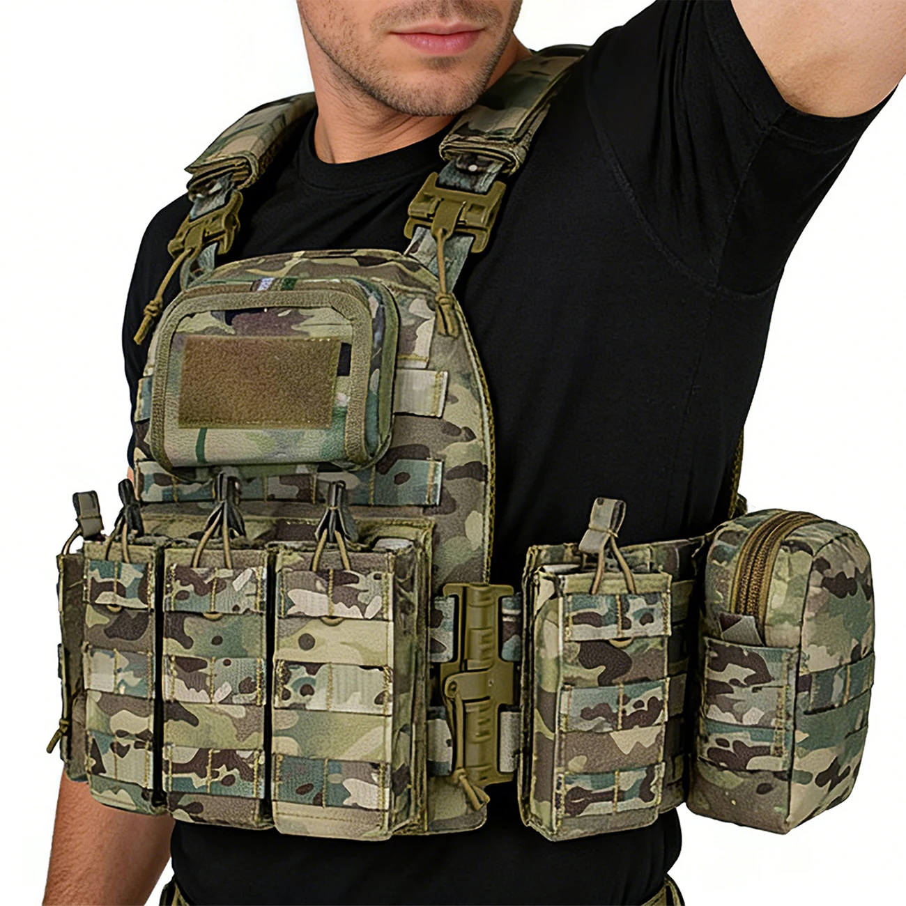One click quick release lightweight multifunctional chest hanging MOLLE hunting vest, thickened cushioned shoulder strap