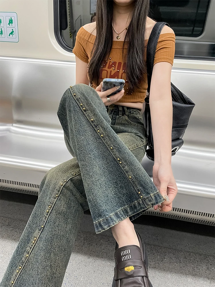 

High Waist Wide Leg Micro Flared Jeans Women's Loose Fit Slimming Denim Pants Spring Summer Casual Straight Leg Trousers