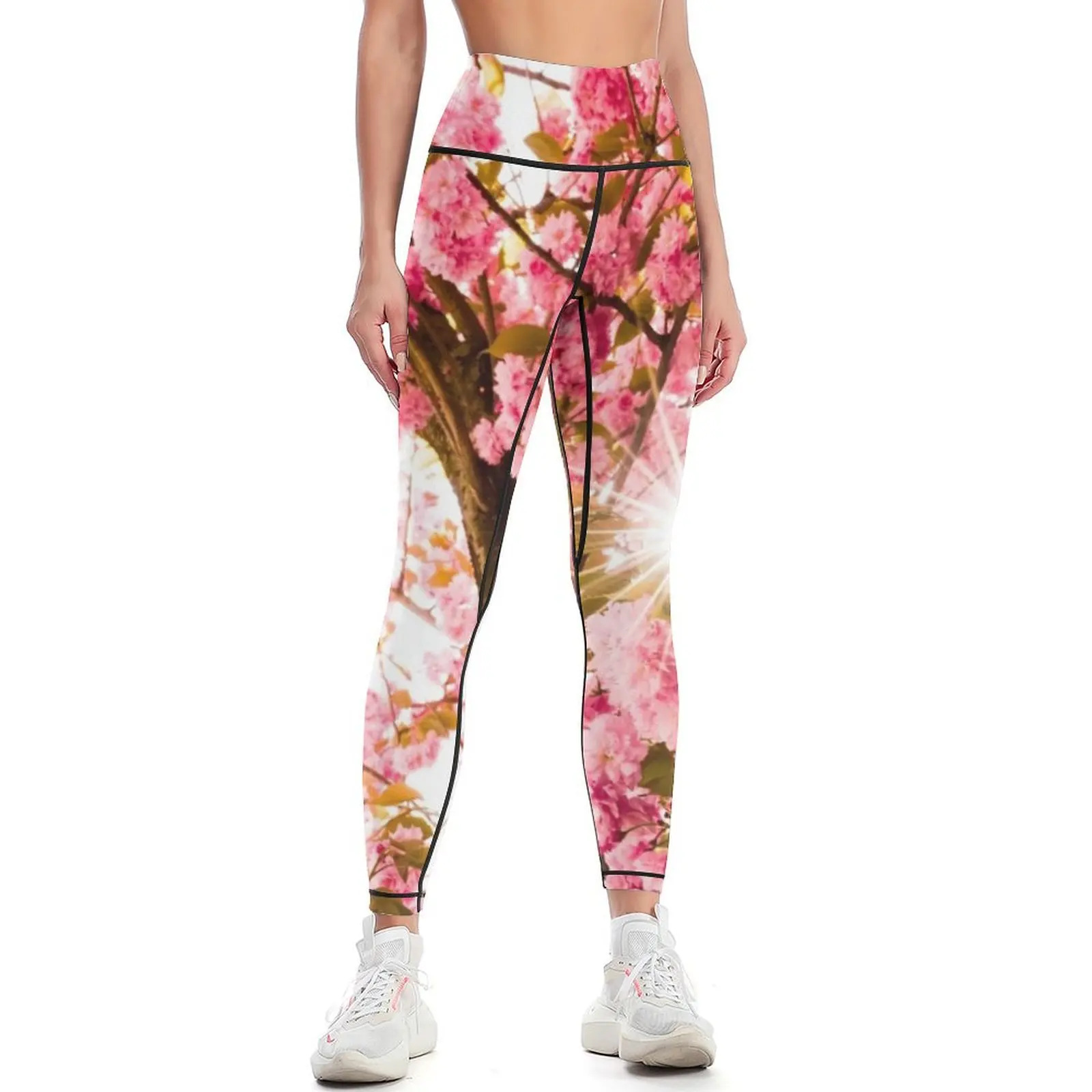 Cherry Blossom with Sun - Joy of Spring Leggings Women sports workout shorts gym top legging push up Womens Leggings