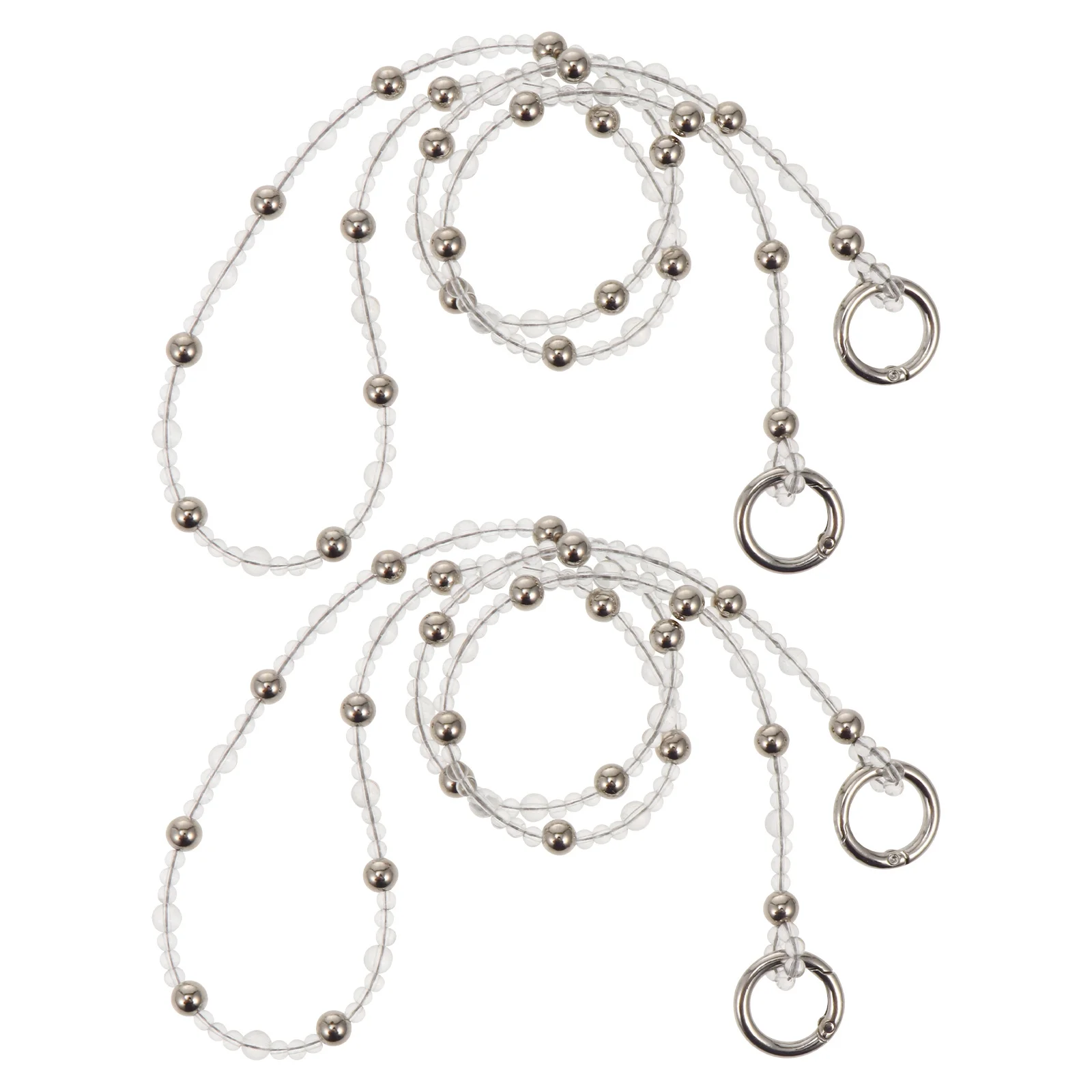 2 Buah Rantai Manik Kristal DIY Unik Aksesori Tas Tangan Tahan Lama Tali Tas Elegan Pengganti Rantai Tas Manik Kristal