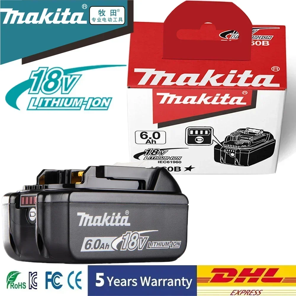 100% batería Original Makita de 18V, batería de iones de litio recargable 18650, Makita BL1860B reemplazable con cargador de 18V 3A