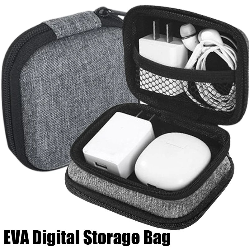 Leather EVA Digital Accessories Storage Bag Multifunction Earphones Power Charger Adapter Data Cord U Disk Hard Case Protector