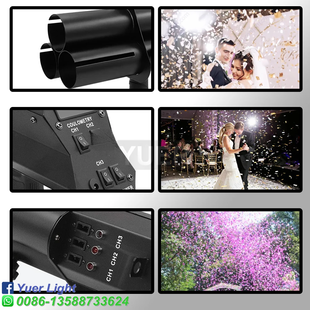 3 Head Electric confetti cannon gun DJ fireworks birthday wedding Ktv handheld machine stage atmosphere petal paper equipment