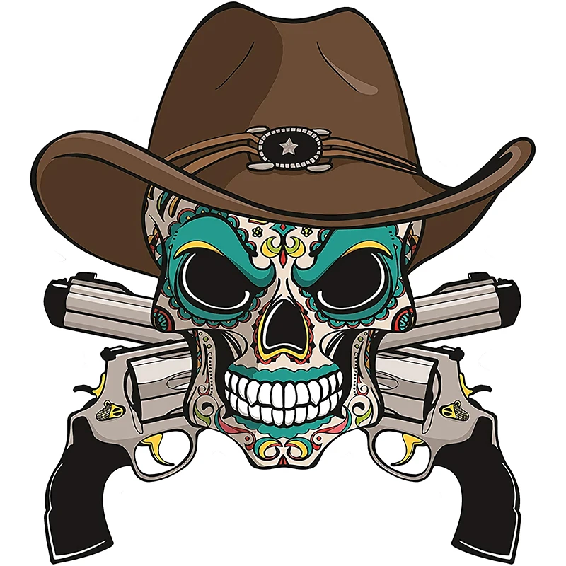 Small Town Cowboy skull Car Stickers Decal Funny Anime Cute Car Accessories Decoration Pegatinas Para Coche