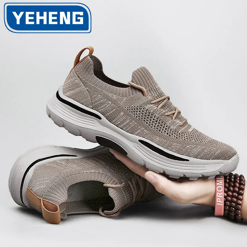 Spring Autumn New Men Casual Shoes Breathable Mesh Lace-up Lightweight Walking Shoes Comfortable Outdoor Sneakers Driving Shoes