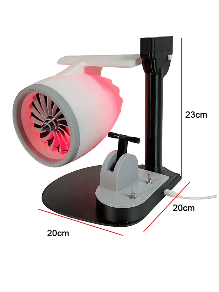 Modelo de motor Turbofan JetFan, ventilador doméstico de juguete, contiene atomización ultrasónica, dispositivo de llama trasera de luz roja,