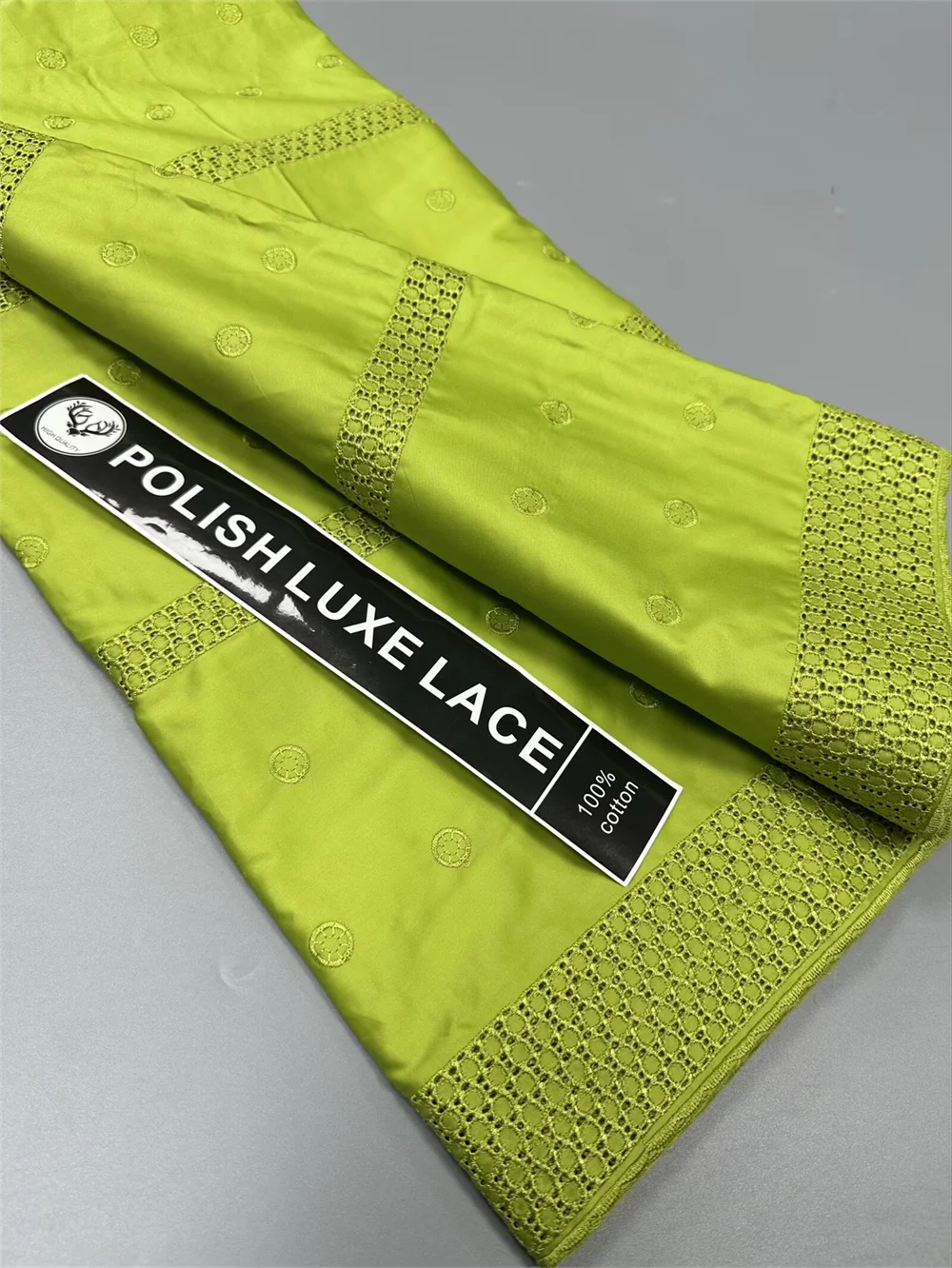 Luxury 5 Yards Nigerian 100% Cotton Polish Satin Embroidery Fabric High Quality Swiss Voile Lace Material For Men Dubai Style FS