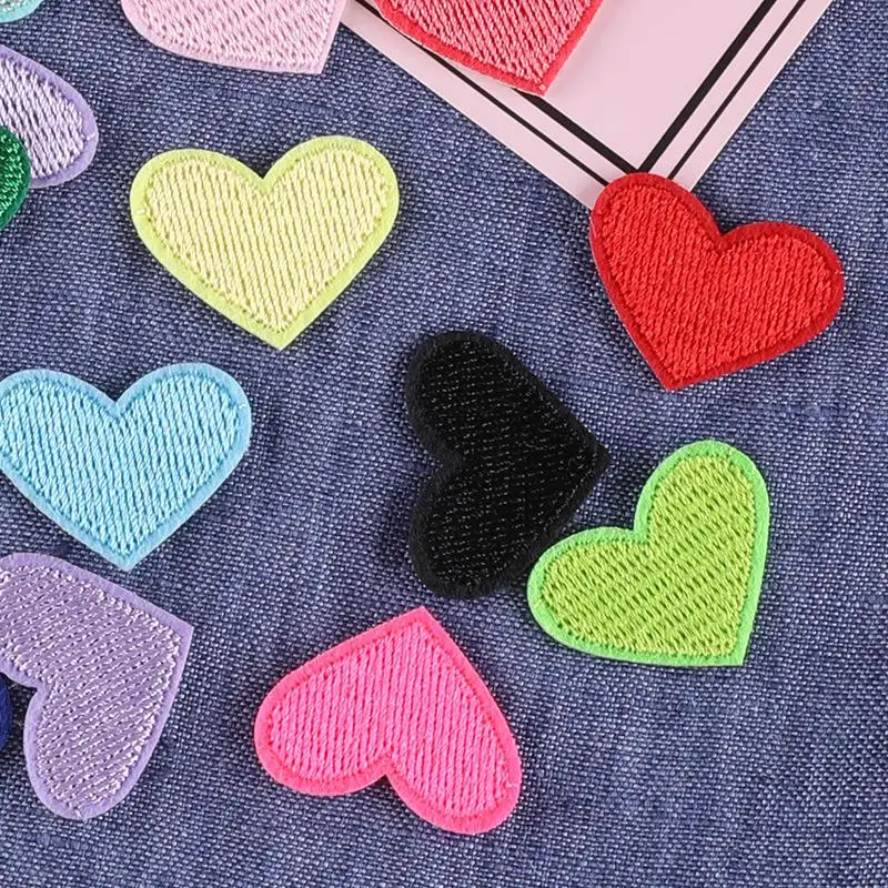 20pcs Small Fresh Mini Multicolor Heart Embroidery DIY Cloth sewing Clothes Bags Hats Clothing Bag Accessories Patches