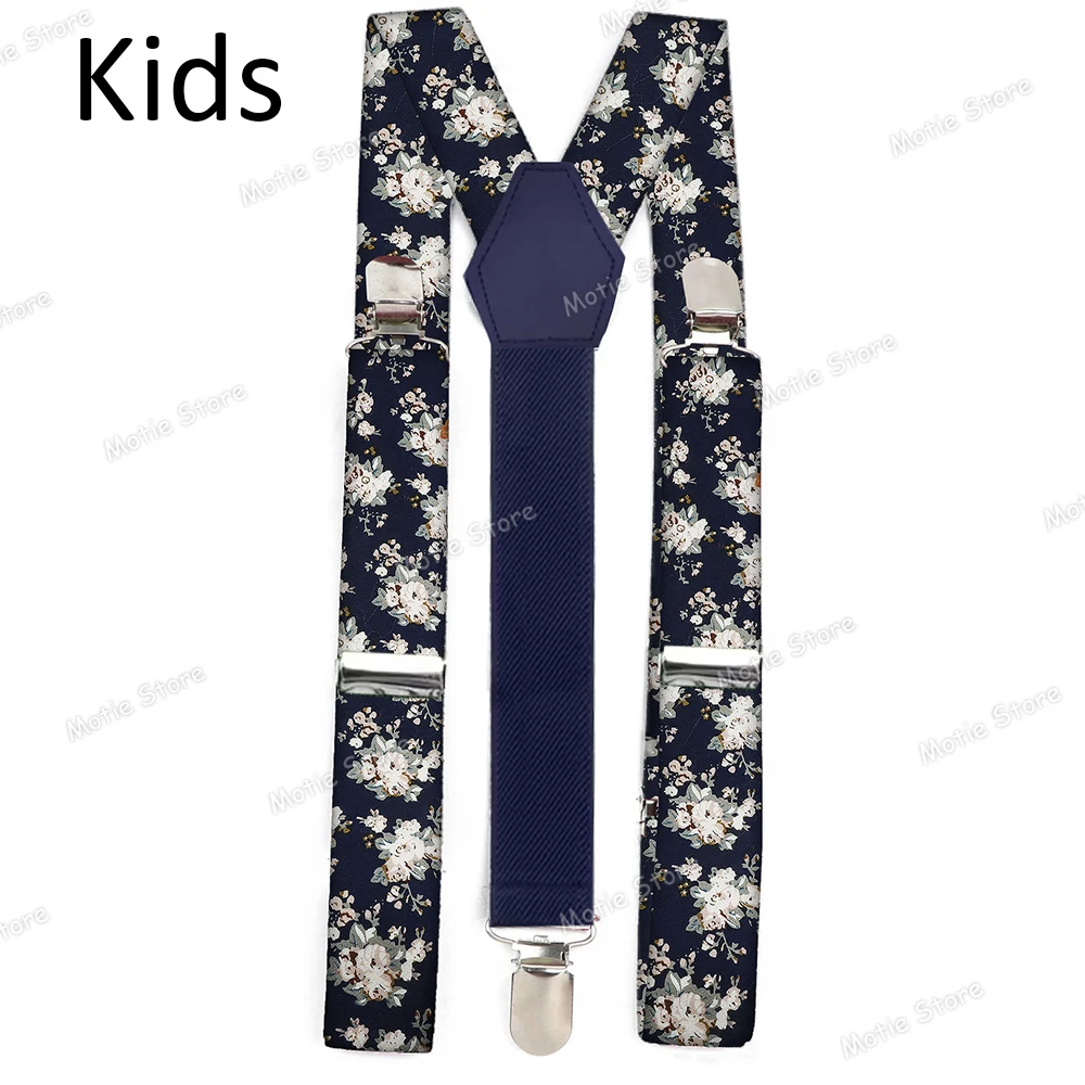 المطبوعة الأزهار القطن الاطفال الحمالات كليب على الأشرطة قابل للتعديل مطاطا Y-الظهر الأقواس الأطفال صبي فتاة الأقواس اكسسوارات الزفاف