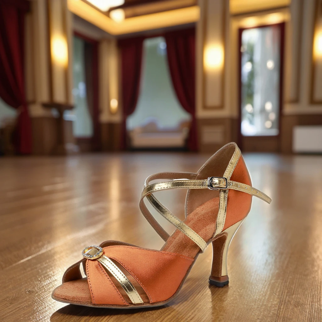 جديد الكلاسيكية أحذية الرقص النساء 7 سنتيمتر كعب اللاتينية السالسا أحذية الرقص الجلد المدبوغ وحيد قاعة الرقص اللاتينية أحذية للنادي حفلة الرقص أحذية بولي PU #3