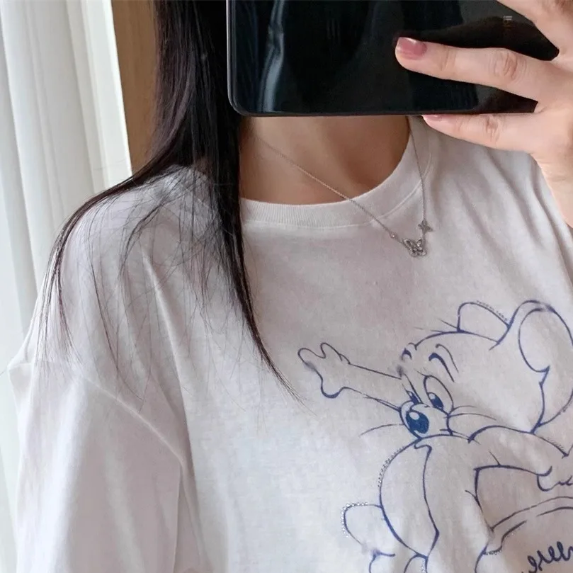 

Summer Capsule Series Spotted ort Sve T-irt Casual Loose Fit Pure Cotton Printed Ladies Tee D4 2025 Autumn Collection