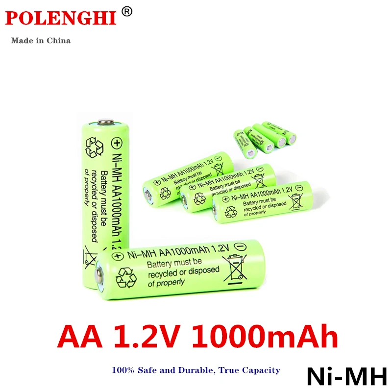 Batteria ricaricabile AA 1.2V 1000mAh ni-mh, adatta per giocattoli telecomandati, torce elettriche, orologi, lettori MP3