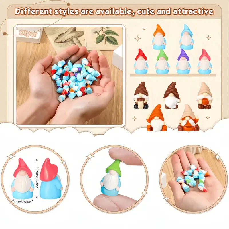 Mini estatuas de gnomos de resina, adornos de Color aleatorio, figuritas de gnomo en miniatura de hadas para jardín en miniatura, 10 Uds.