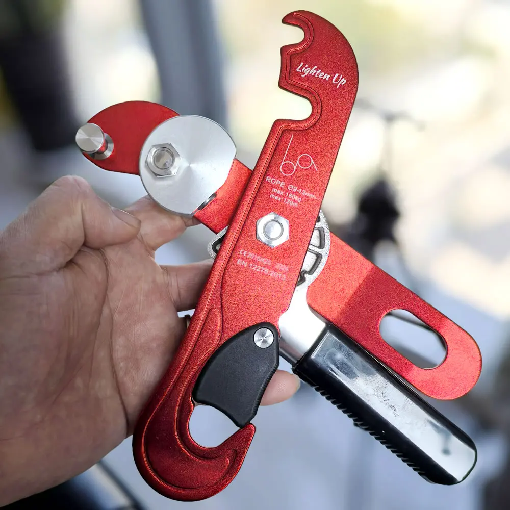 Ascender Descender Outdoor Rock Climbing Descender 150kg Self-braking Stop Rope Clamp Grab Descender Climbing Carabiner Climbing