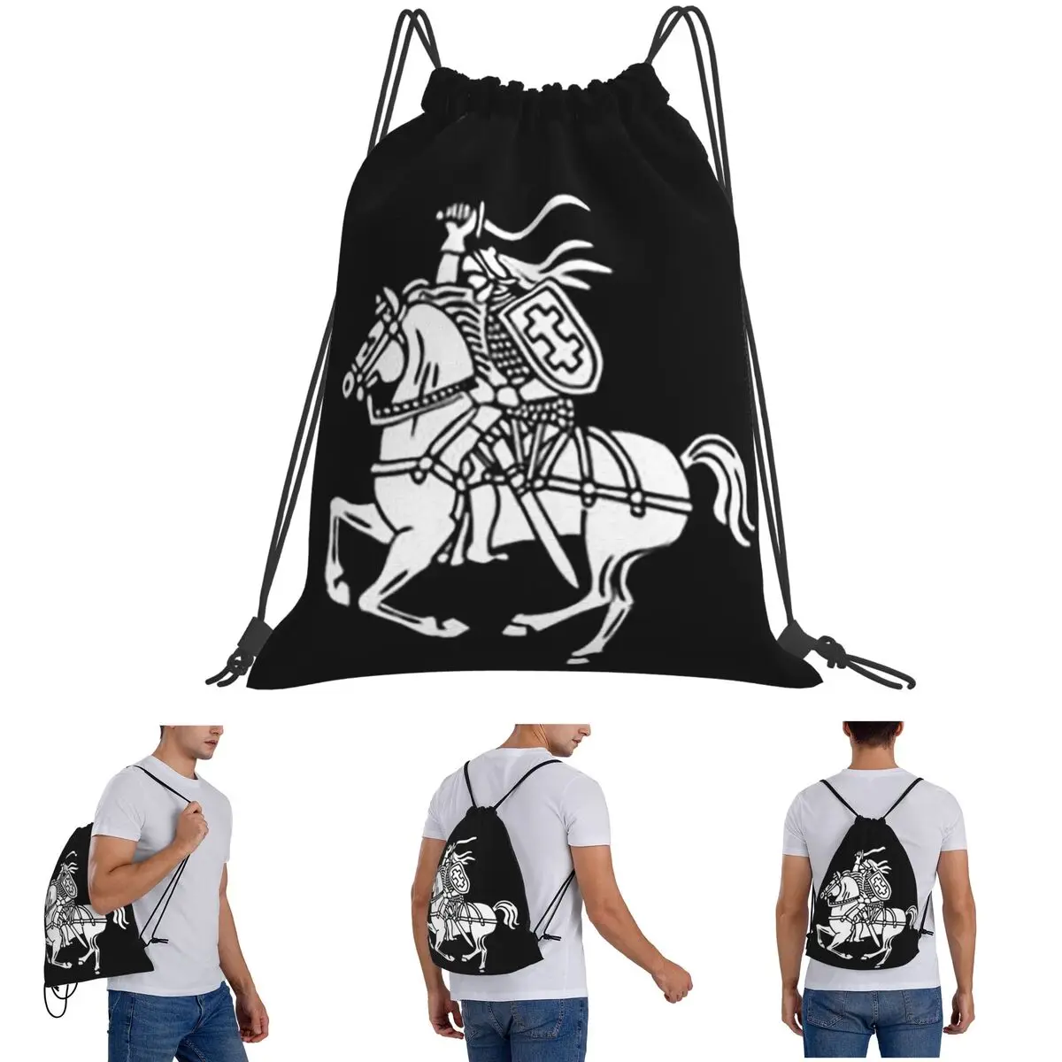 

Lietuva Lithuania Coat Of Arms Backpacks Portable Drawstring Bags Storage Bag Book Bags for Travel School
