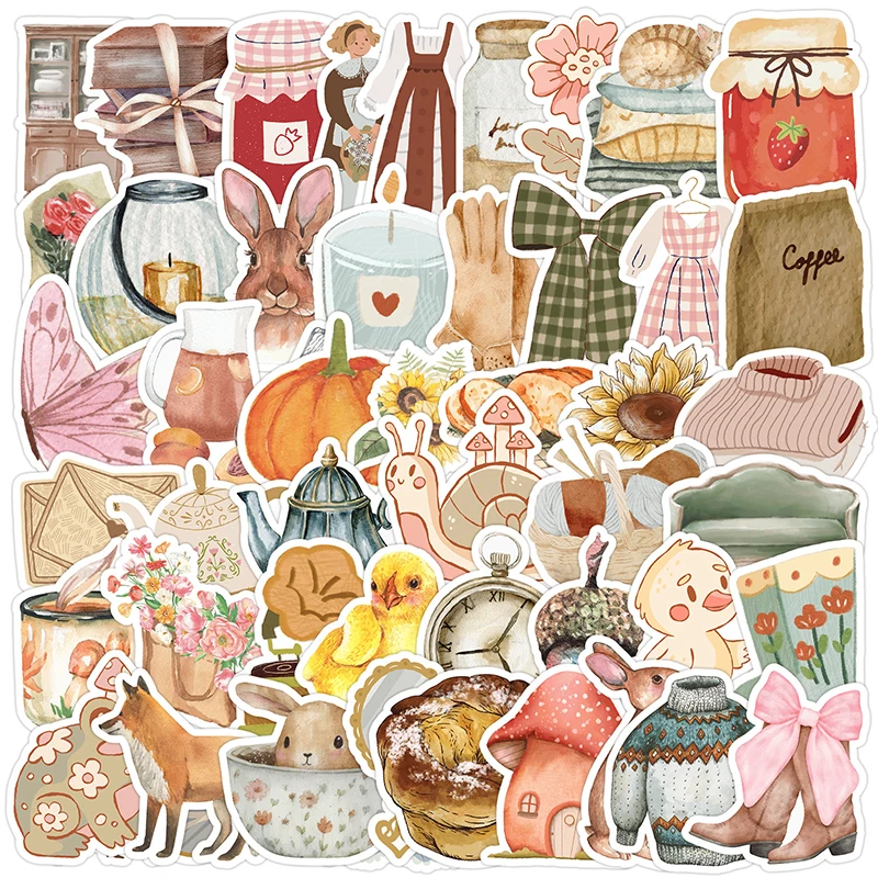 50PCS Creative Vinyl Decals Set Unique Pattern Stickers Water Bottles Laptop Phone Suitcases Stationery Waterproof Sticker Gift