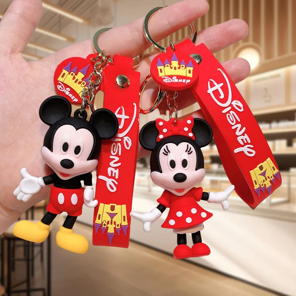 

Disney Anime Mickey Keychain Cartoon Stitch Cute Minnie Keyring Student Bag Hanging All-match Car Key Chain Christmas Gifts