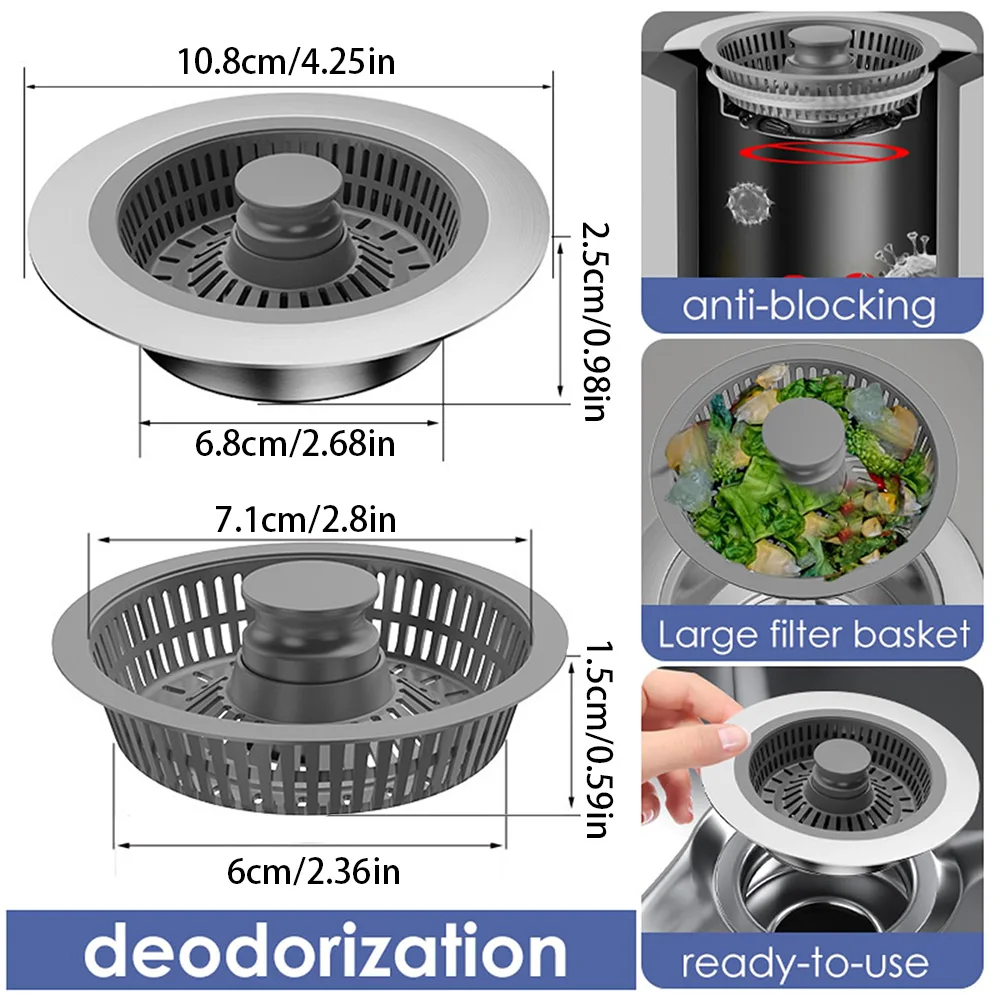 Kitchen Sink Strainer Stainless Steel Sink Filter Mesh Net Basket Food Waste Catcher Sink Stopper Drain Filter Protector