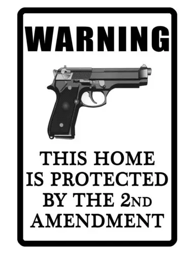 2nd Amendment Protected Sign Hi Gloss Color NO RUST Aluminum PISTOL SIGN D#298