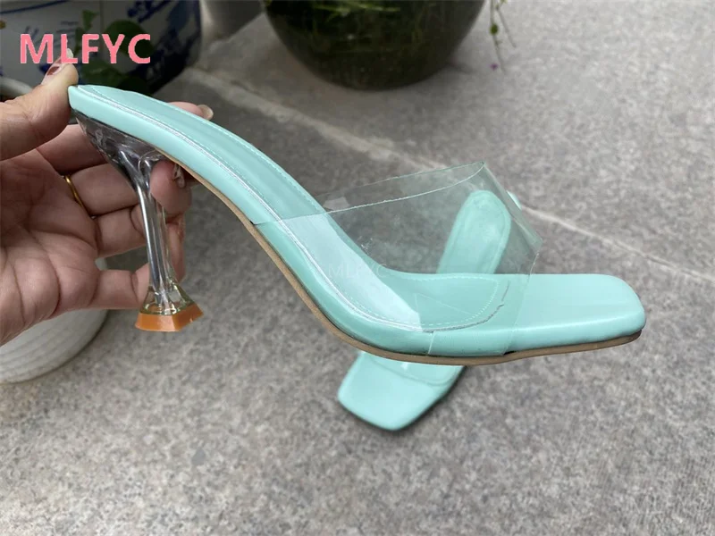 Summer sequins with transparent stiletto fairy sandals all-match open-toed fashion high-heeled slippers woman shoes  sexy