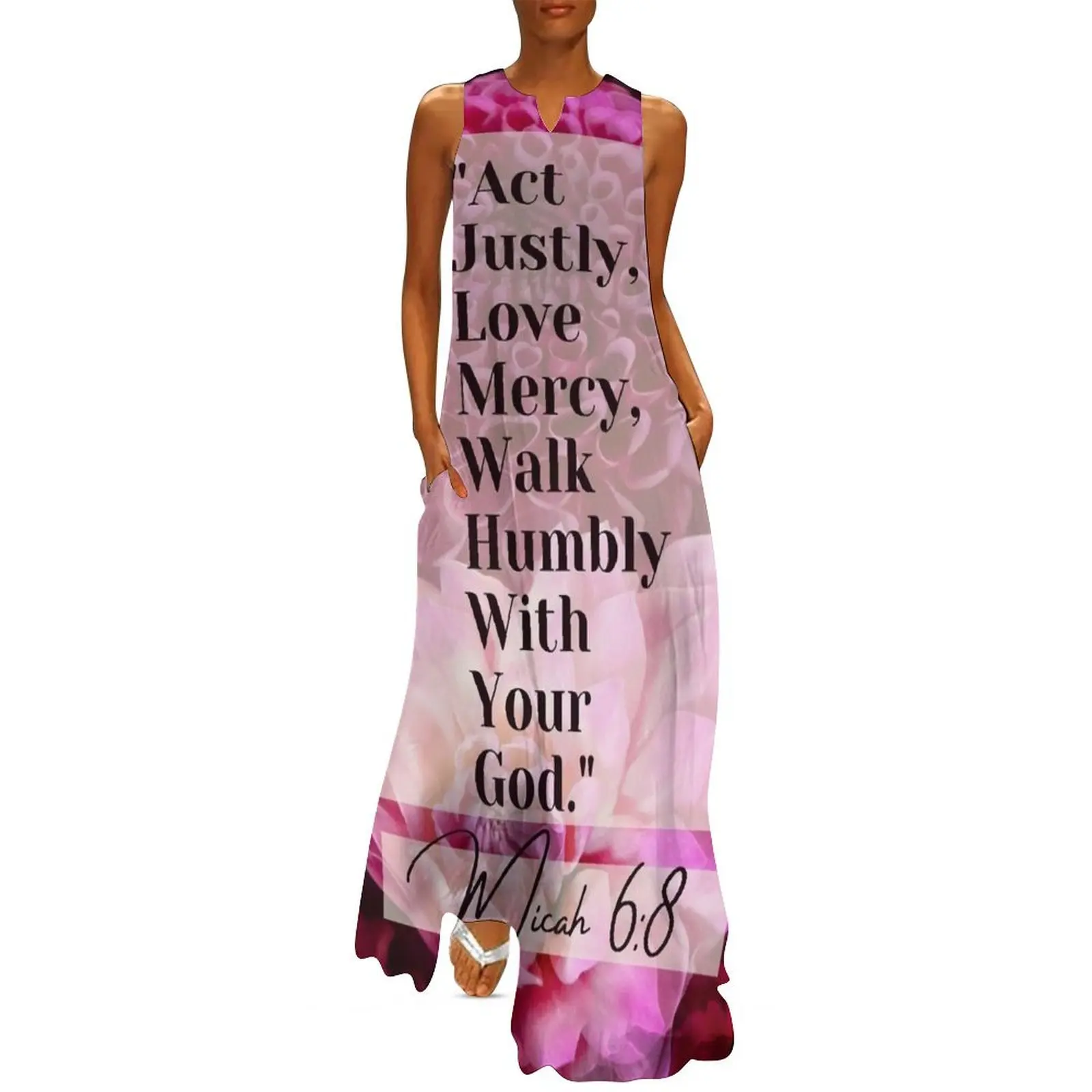 Micah 6:8 floral bible verse quote Long Dress summer clothes summer outfits for women 2024