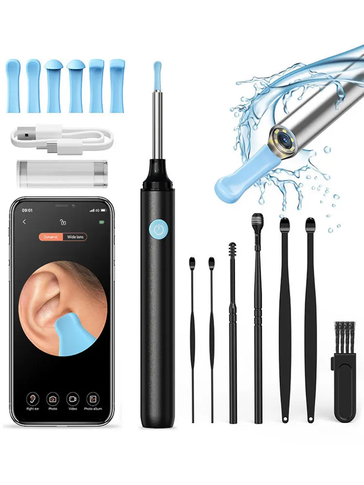 Ear Cleaner com Câmera, Endoscópio Vara, Colher De Silicone, Ear Wax Removal, Health Care Tool, Clean for iPhone, IPad, Android