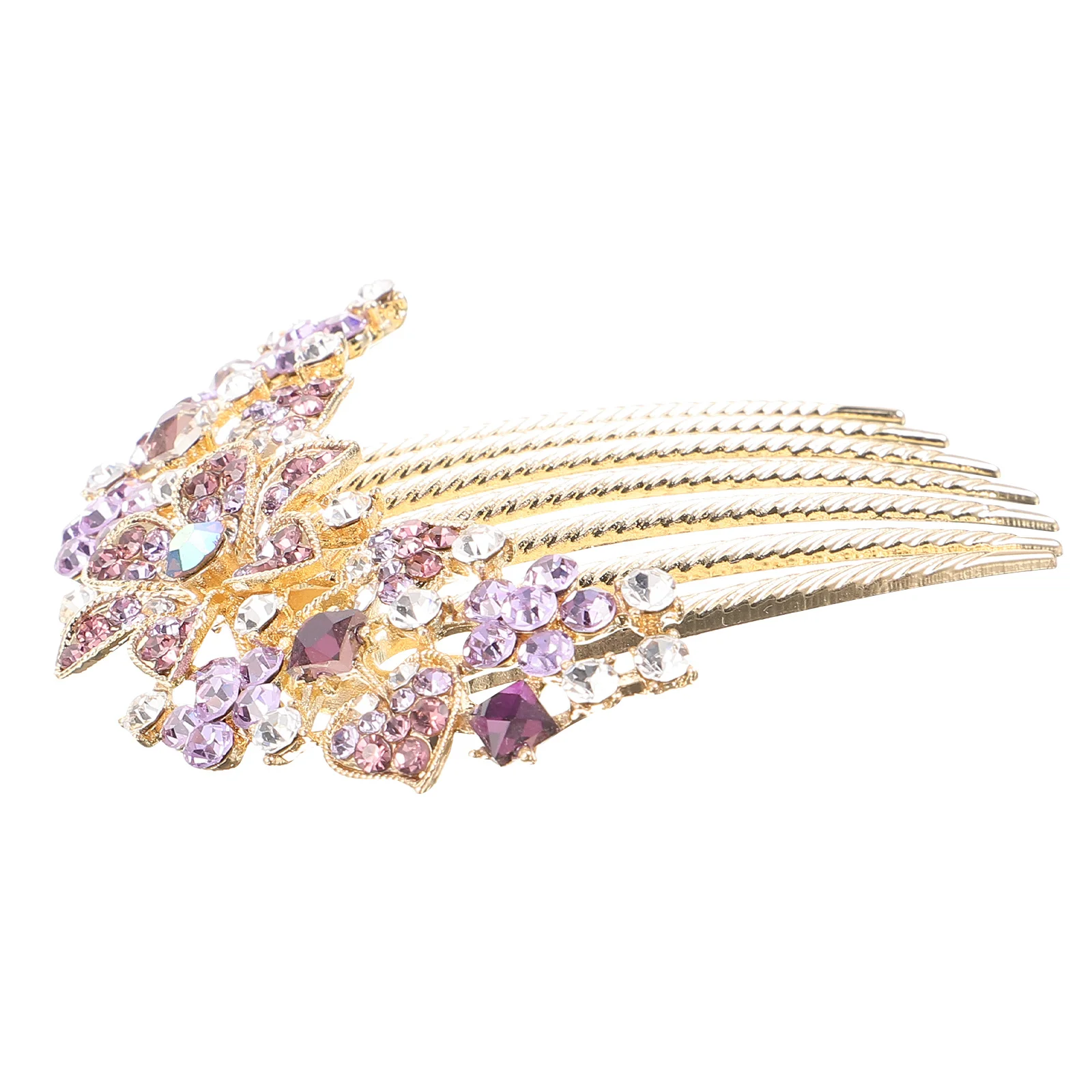 

Purple Alloy Hair Comb with Rhinestones Crystal Floral Design Bridal Headdress for Women Bride Bridesmaid Party Wedding