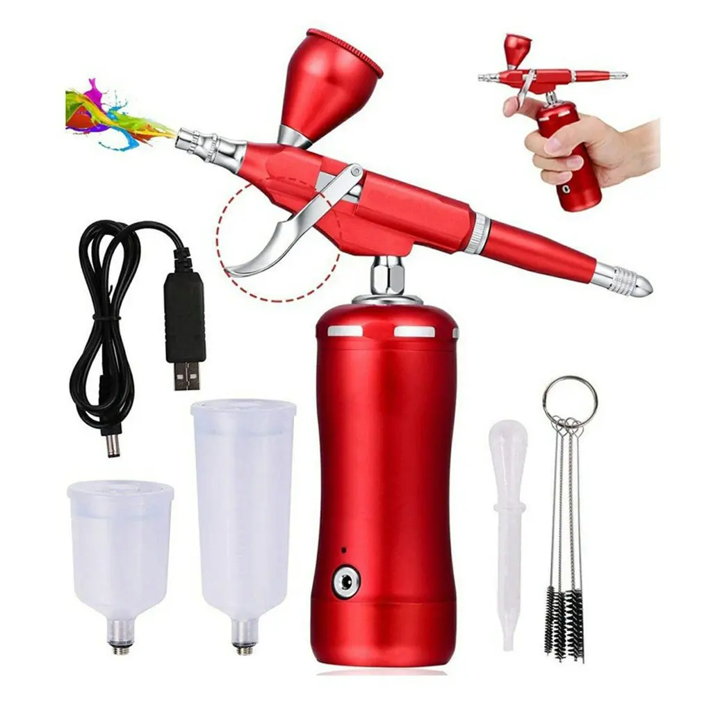 

Easy Use Cordless Portable Airbrush Compressor Auto Start Stop Wireless Personal Air Brush Kit Ladys Gifts