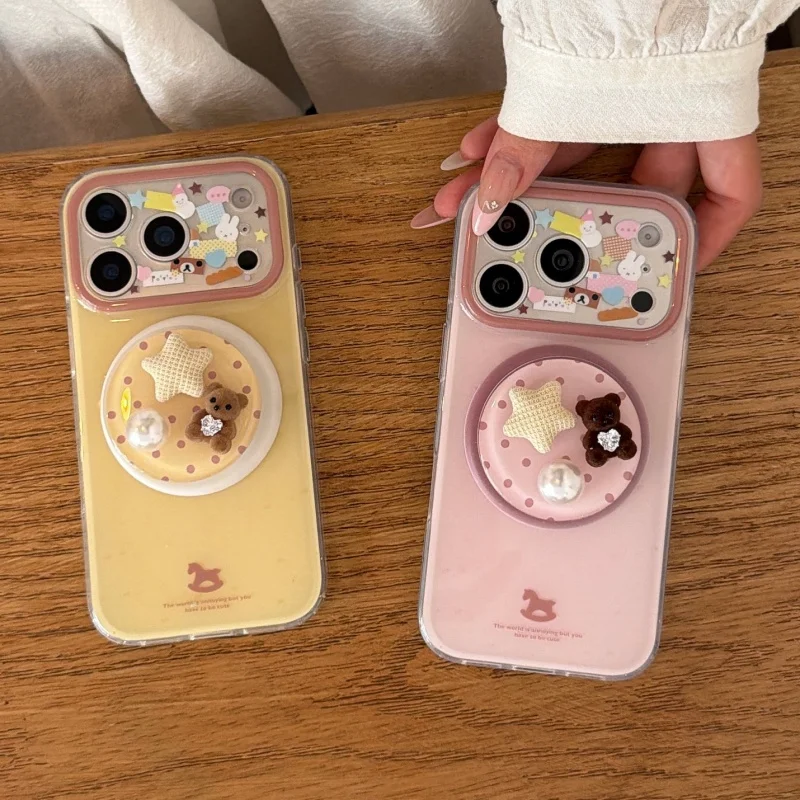 Fashion Candy Color Cute Cartoon Miffy Rabbit Magnetic Phone Case For iPhone 17 Pro 16 15 14 Pro Max Cover with Holder For Magsa