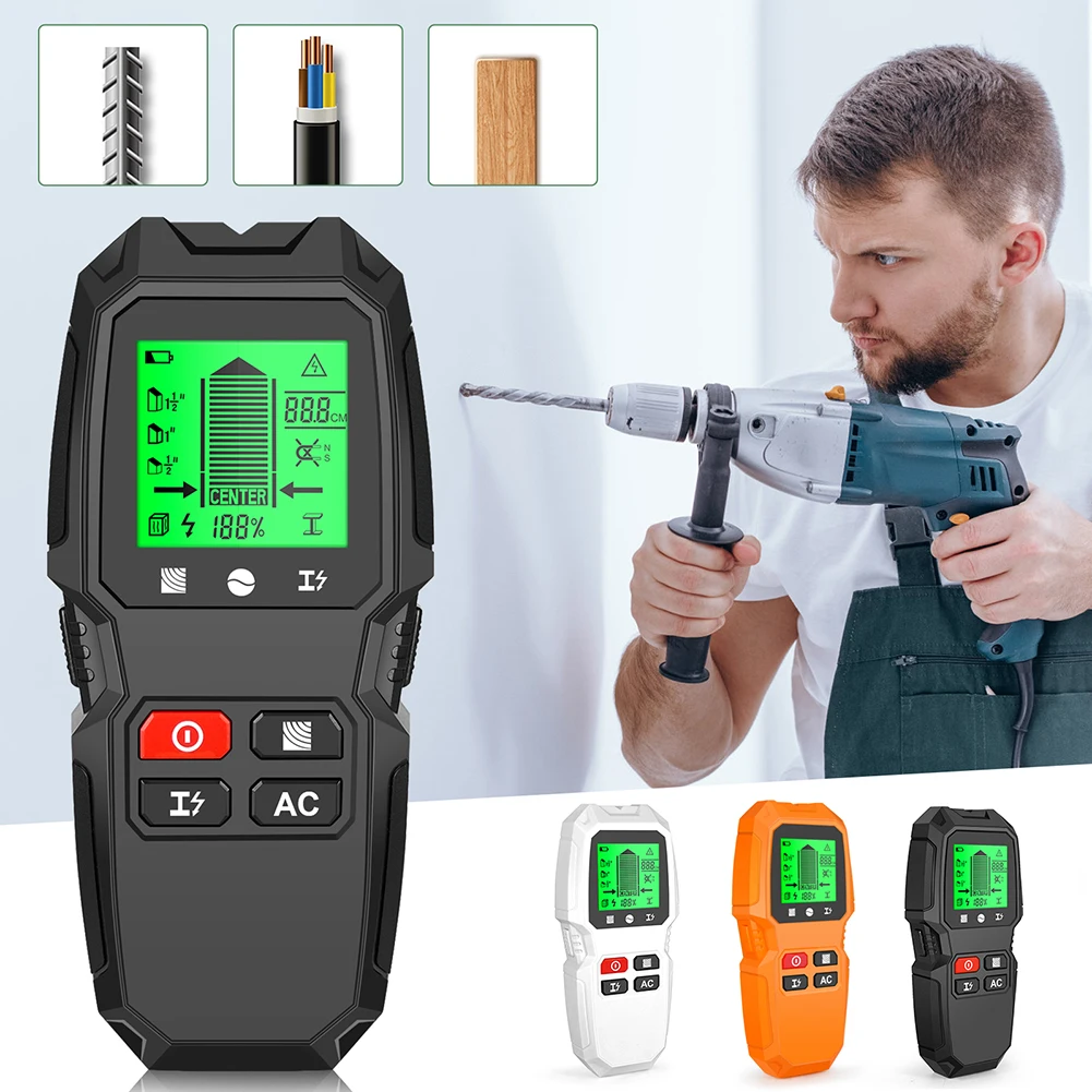 7 in 1 Electric Wall Scanner Sensor with LCD Display Studs Detector High Accuracy for AC Wire Metal Studs Wood Joist Pipe