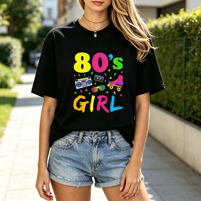I'm An 80s Kinda Girl Unisex T‑Shirt Retro 1980s Nostalgia Graphic Tee Men Women Vintage Cassette Sunglass Casual Short Sleeve