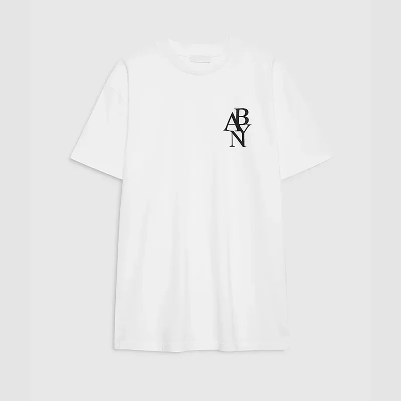 

2026 Women's Early Spring White Cotton T-Shirt Loose Fit Crew Neck Short Sleeve Letter Print Top for Casual Wear