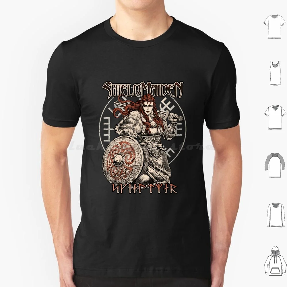 Female Viking Skjaldmaer Norse Younger Futhark Runes Vegvisir T Shirt Cotton Men Women Diy Print Female Viking Skjaldmaer Norse