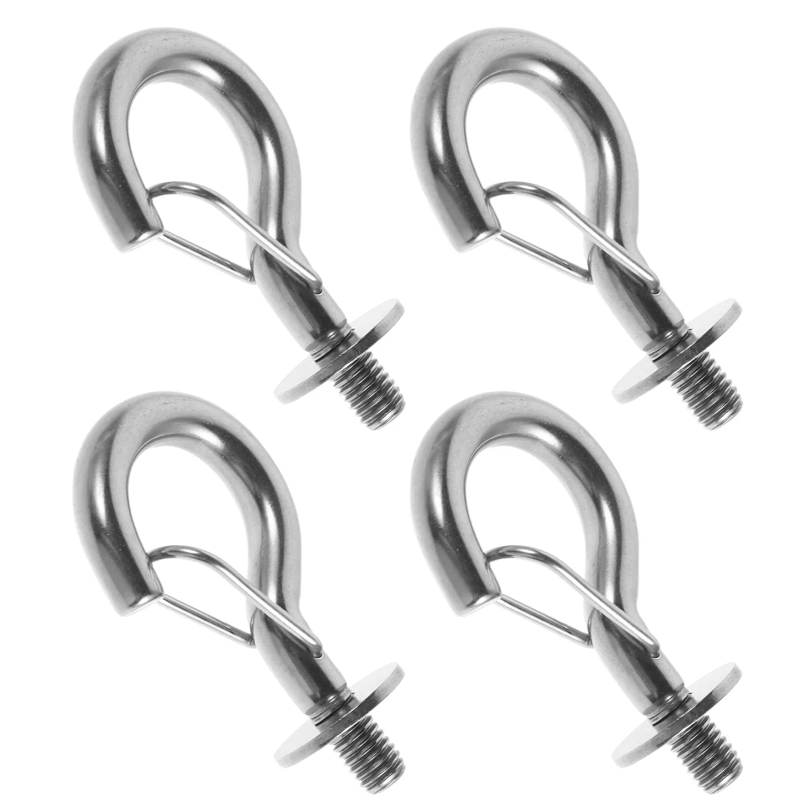 4Pcs Stainless Steel M8 Hook Bolts Spring Snap Heavy Duty Hanging Hooks Suspension Eye Bolts for Hammock Kayak Rack Awning Tie