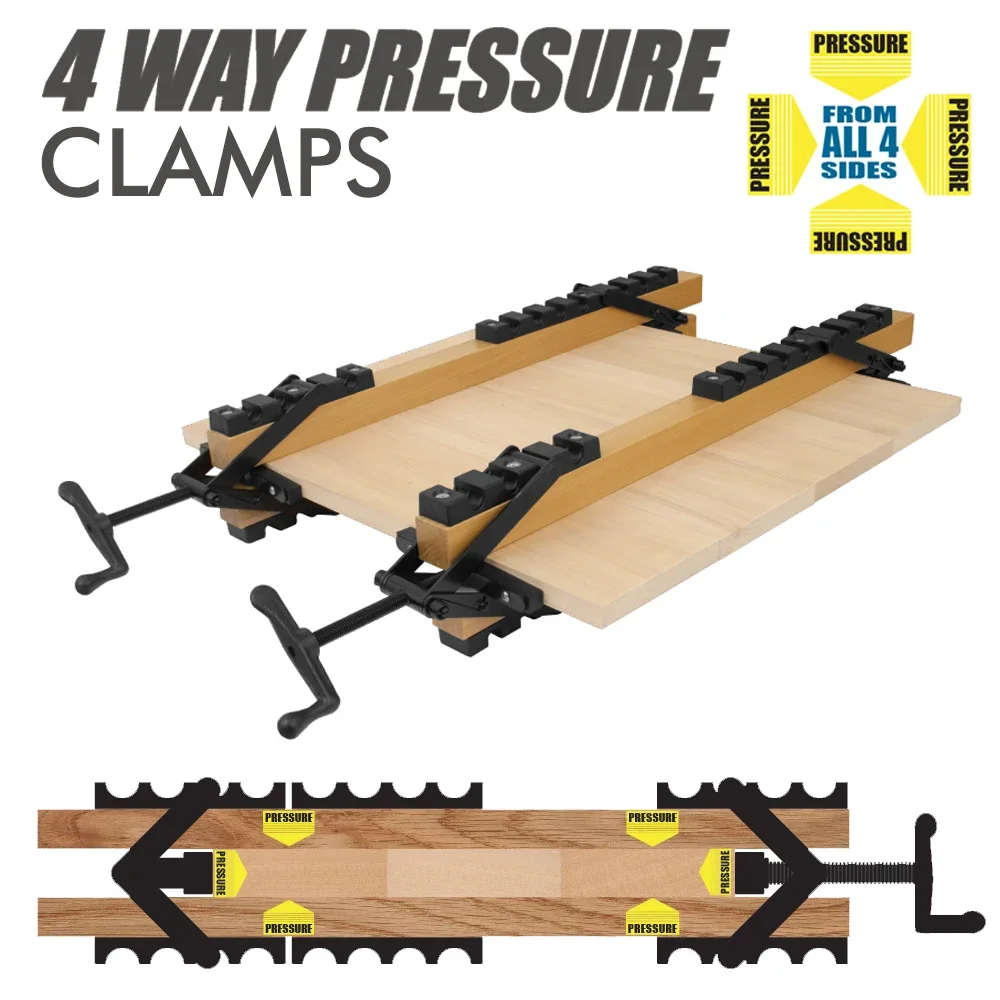 4 Way Pressure Clamps Set Custom-width Clamp Splicing Board Positioning Panel Fixed Clip Carpenter Woodworking Tools