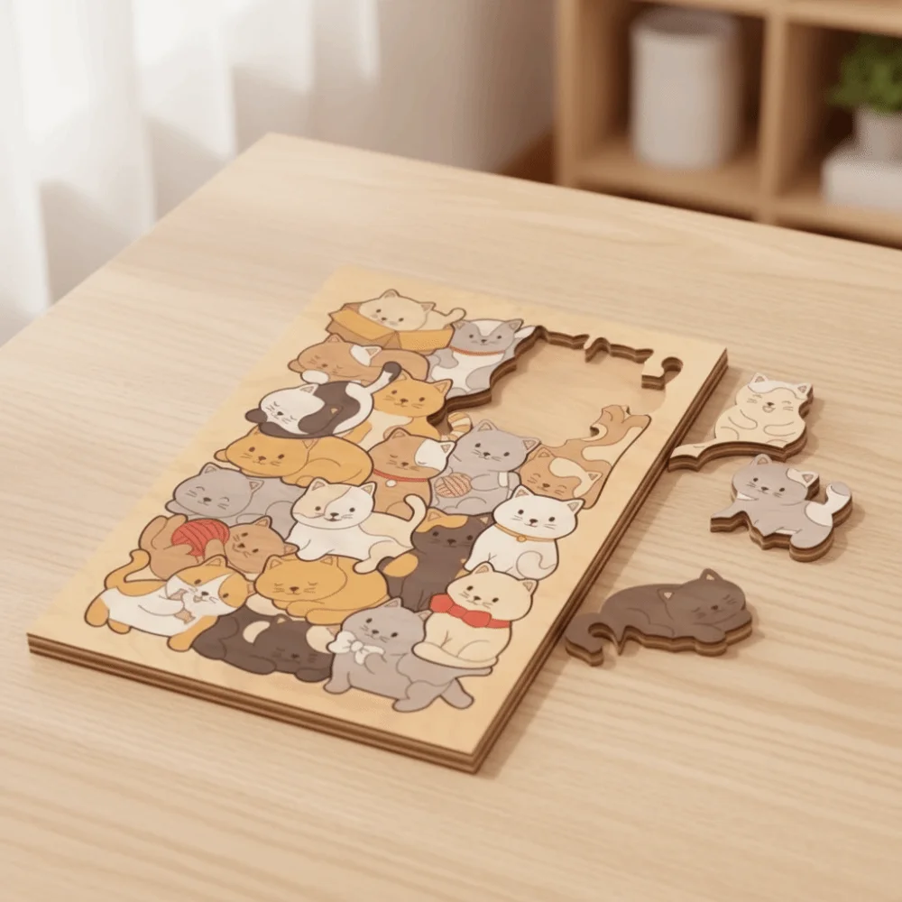 Wooden Wooden Stacking Animal Puzzle Tabletop Decoration Need DIY Puzzle Painting Decorative Plaque Hamsters Cat Dog