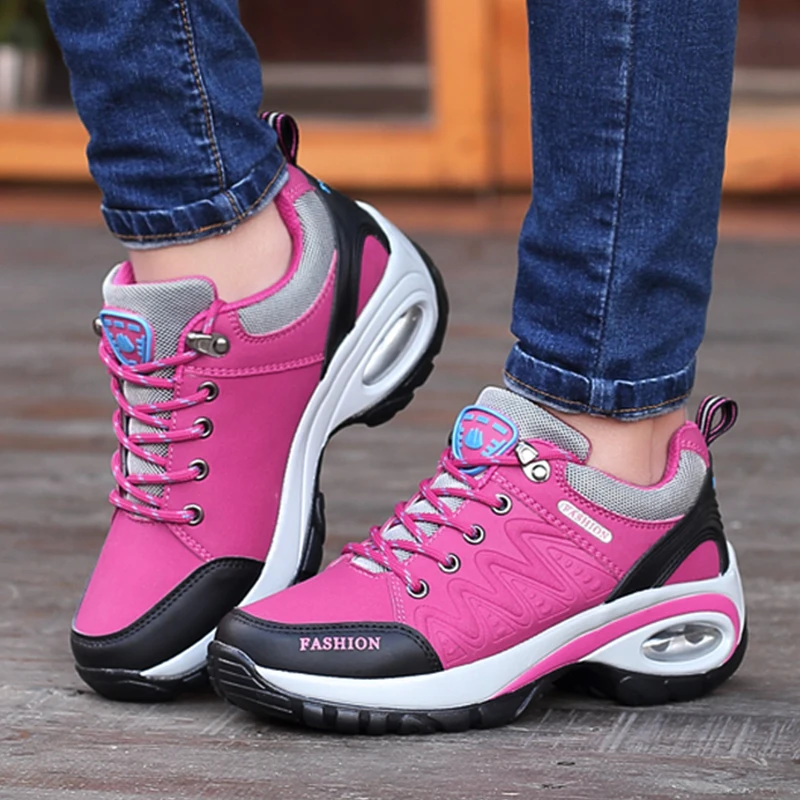 

Black and pink fashionable sports shoes women's comfortable walking shoes outdoor hiking training shoes breathable mesh upper